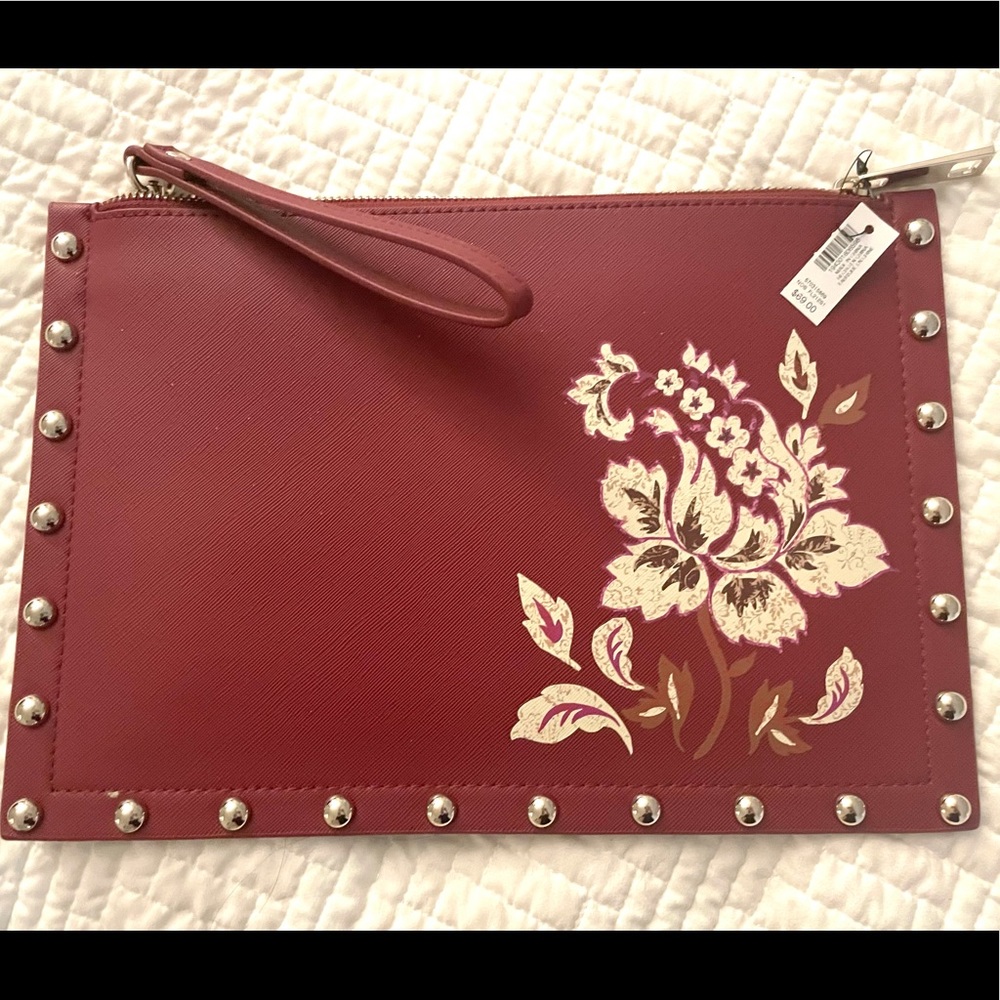 NWT Burgundy zip up pouch